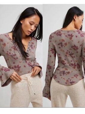 Free People Layer Me Henley Top Size Medium